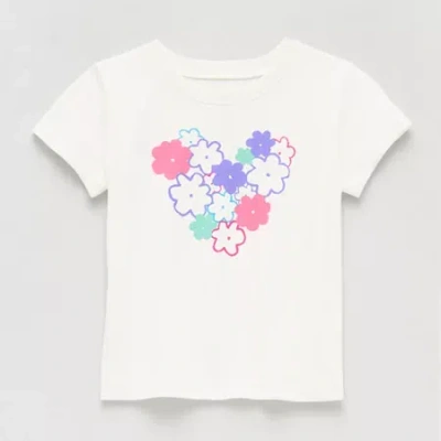 Okie Dokie Toddler & Little Girls Round Neck Short Sleeve Graphic T-shirt In White