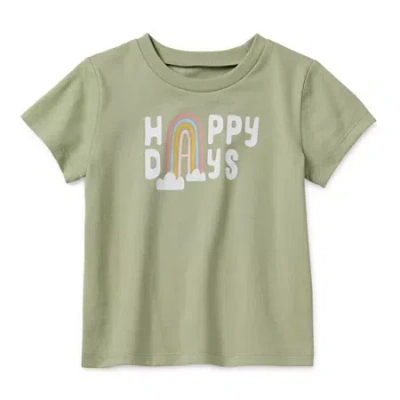 Okie Dokie Toddler & Little Girls Round Neck Short Sleeve Regular Fit Graphic T-shirt In Green
