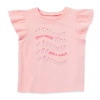 Okie Dokie Toddler & Little Girls Round Neck Short Sleeve Regular Fit Graphic T-shirt In Pink