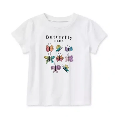 Okie Dokie Toddler & Little Girls Round Neck Short Sleeve Regular Fit Graphic T-shirt In White