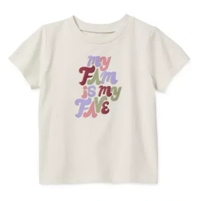 Okie Dokie Toddler & Little Girls Round Neck Short Sleeve Regular Fit Graphic T-shirt In White