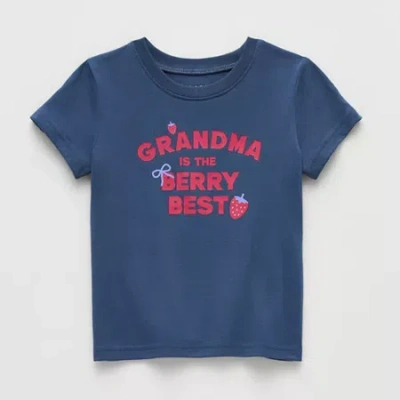 Okie Dokie Toddler & Little Girls Round Neck Short Sleeve Regular Fit Graphic T-shirt In Blue