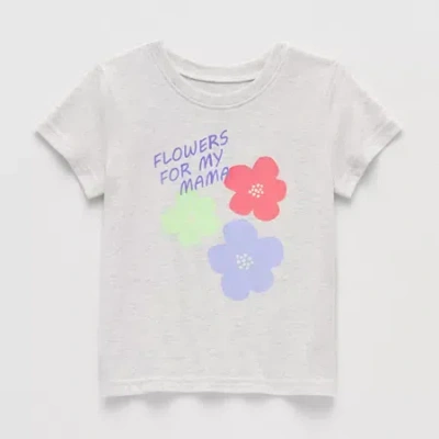 Okie Dokie Toddler & Little Girls Round Neck Short Sleeve Regular Fit Graphic T-shirt In White