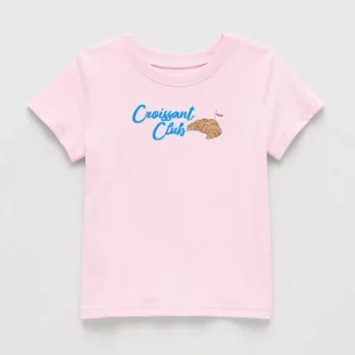 Okie Dokie Toddler & Little Girls Round Neck Short Sleeve Regular Fit Graphic T-shirt In Pink