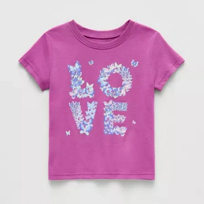 Okie Dokie Toddler & Little Girls Round Neck Short Sleeve Regular Fit Graphic T-shirt In Purple
