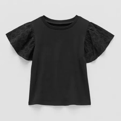 Okie Dokie Toddler & Little Girls Round Neck Short Sleeve T-shirt In Black
