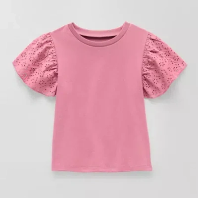 Okie Dokie Toddler & Little Girls Round Neck Short Sleeve T-shirt In Pink