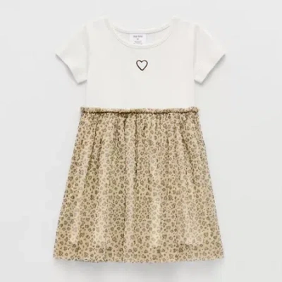 Okie Dokie Toddler & Little Girls Short Sleeve Tutu Dress In Neutral