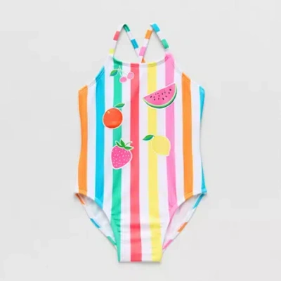 Okie Dokie Toddler & Little Girls Striped One Piece Swimsuit In Multi