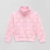 Okie Dokie Toddler & Little Girls Turtleneck Long Sleeve Fleece Casual Quarter-zip Pullover In Pink