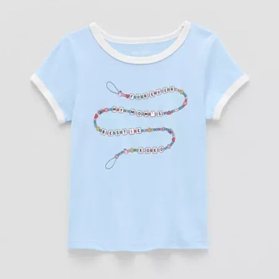 Okie Dokie Toddler & Little Girls U Neck Short Sleeve Graphic T-shirt In Blue