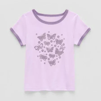 Okie Dokie Toddler & Little Girls U Neck Short Sleeve Graphic T-shirt In Purple