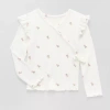 Okie Dokie Toddler & Little Girls V Neck Long Sleeve T-shirt In White