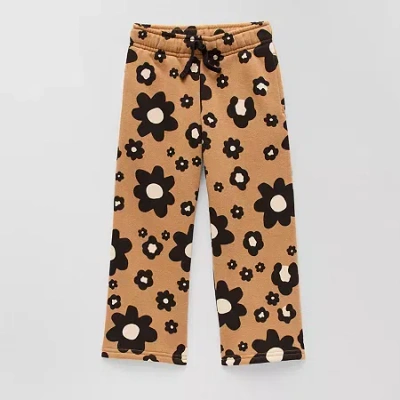 Okie Dokie Toddler & Little Girls Wide Leg Regular Fit Fleece Pull-on Pant In Brown
