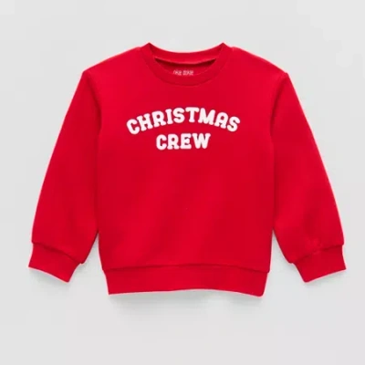 Okie Dokie Toddler & Little Unisex Crew Neck Fleece Long Sleeve Sweatshirt In Red