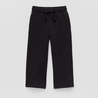 Okie Dokie Toddler & Little Unisex Wide Leg Regular Fit Fleece Pull-on Pant In Black