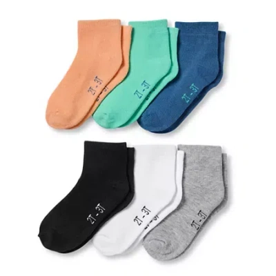 Okie Dokie Babies' Toddler Boys 6 Pair Quarter Ankle Socks In Multi