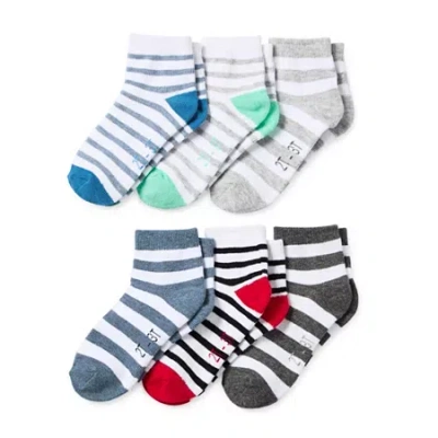 Okie Dokie Babies' Toddler Boys 6 Pair Quarter Ankle Socks In White