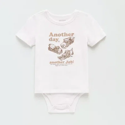 Okie Dokie Babies' Toddler Boys Bodysuit Closure Adaptive Round Neck Short Sleeve Bodysuit In White