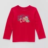 Okie Dokie Toddler Boys Crew Neck Long Sleeve Adaptive Regular Fit Graphic T-shirt In Red
