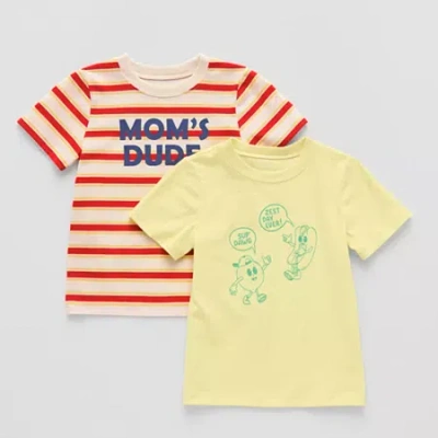 Okie Dokie Kids' Toddler Boys Crew Neck Short Sleeve Regular Fit 2-pc. Graphic T-shirt In Multi