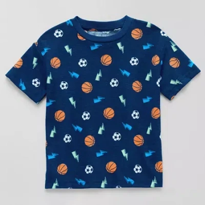 Okie Dokie Kids' Toddler Boys Crew Neck Short Sleeve Regular Fit Graphic T-shirt In Blue