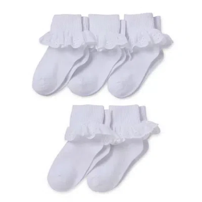 Okie Dokie Babies' Toddler Girls 5 Pair Turncuff Socks In White