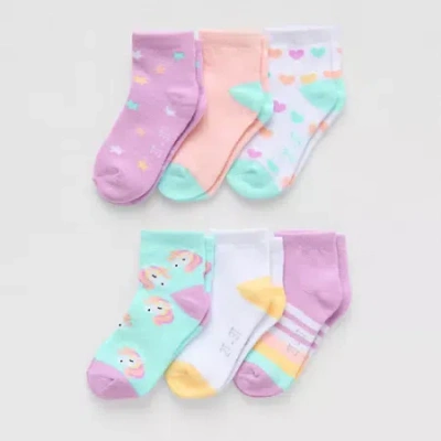 Okie Dokie Babies' Toddler Girls 6 Pair Quarter Ankle Socks In Purple