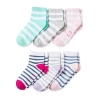 Okie Dokie Toddler Girls 6 Pair Quarter Ankle Socks In White