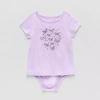 Okie Dokie Toddler Girls Bodysuit Closure Adaptive Round Neck Short Sleeve Bodysuit In Purple