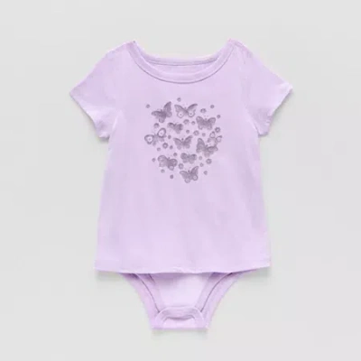 Okie Dokie Babies' Toddler Girls Bodysuit Closure Adaptive Round Neck Short Sleeve Bodysuit In Purple