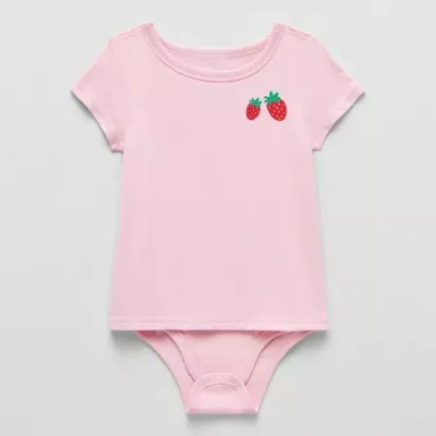 Okie Dokie Babies' Toddler Girls Hidden Access Opening Adaptive Round Neck Short Sleeve Bodysuit In Pink