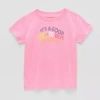 Okie Dokie Toddler Girls Round Neck Short Sleeve Adaptive Regular Fit Graphic T-shirt In Pink