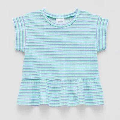 Okie Dokie Toddler Girls Round Neck Short Sleeve Peplum Top In Blue