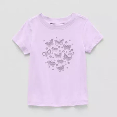 Okie Dokie Babies' Toddler Girls Sensory Friendly Round Neck Short Sleeve Adaptive Regular Fit Graphic T-shirt In Purple
