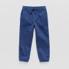 Okie Dokie Twill Toddler & Little Boys Drawstring Waist Straight Regular Fit Jogger Pant In Blue