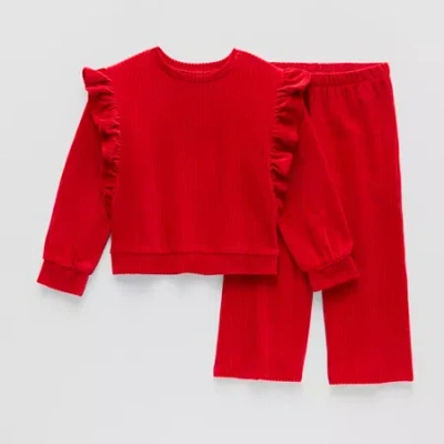 Okie Dokie Velour Toddler & Little Girls 2-pc. Pant Set In Red