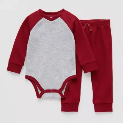 Okie Dokie Waffle Baby Boys 2-pc. Pant Set In Red