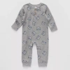 Okie Dokie Waffle Baby Boys Long Sleeve Jumpsuit In Gray