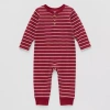 Okie Dokie Waffle Baby Boys Long Sleeve Jumpsuit In Red