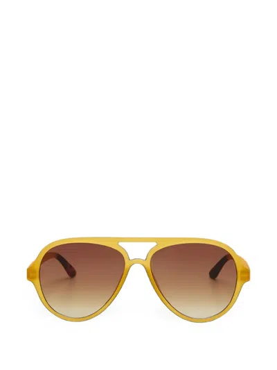 Okkia Alessio Pilot-frame Sunglasses In Yellow