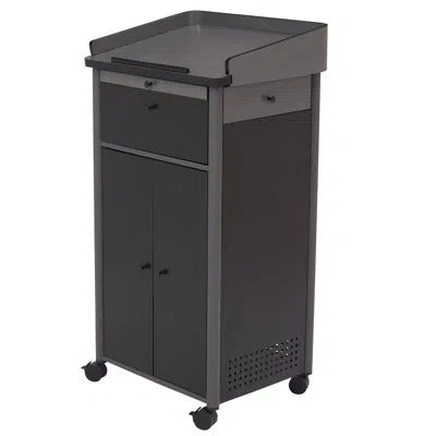 Oklahoma Sound Graystone 45.5" Metal Full Podium With Wheels And Storage In Charcoal