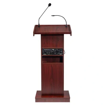 Oklahoma Sound ® Orator Lectern With Wireless Handheld Mic In Mahogany