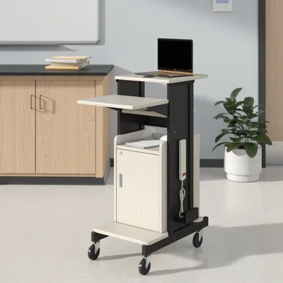 Oklahoma Sound Premium Plus Presentation Av Cart Full Podium In Black;ivory