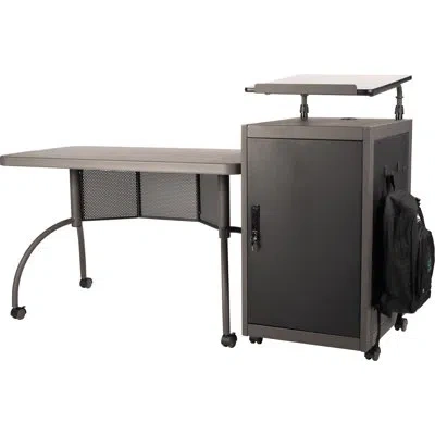 Oklahoma Sound ® Teacher's Workpod Desk And Lectern Kit In Charcoal Slate