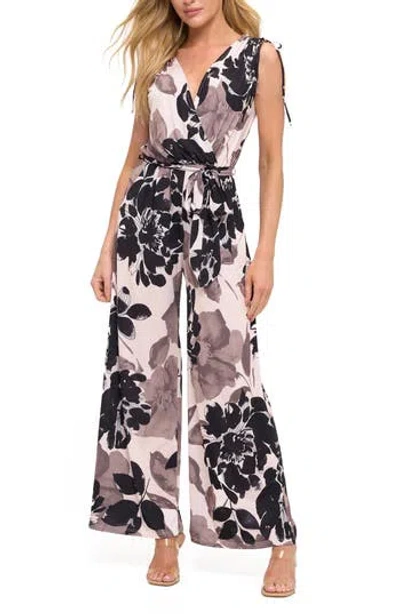O.l. Croc Embossed Tie Waist Wide Leg Jumpsuit In Multi