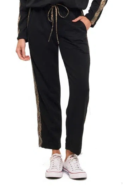 O.l. Modal Scuba Knit Stripe Joggers In Black