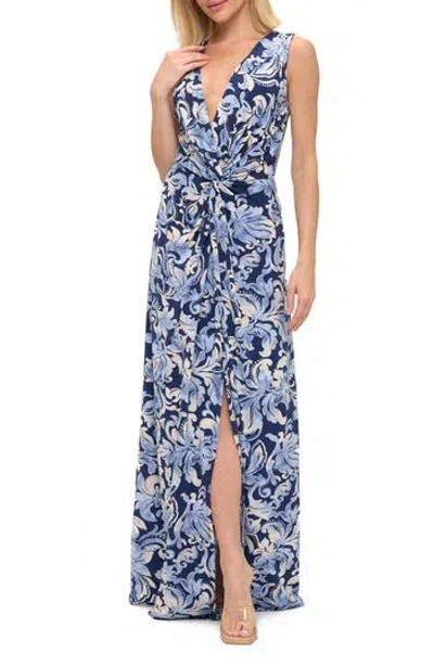 O.l. Printed Sleeveless Maxi Dress In Multi