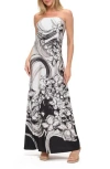 O.l. Printed Strapless Maxi Dress