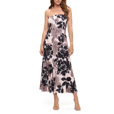 O.l. Printed Strapless Maxi Dress In Black